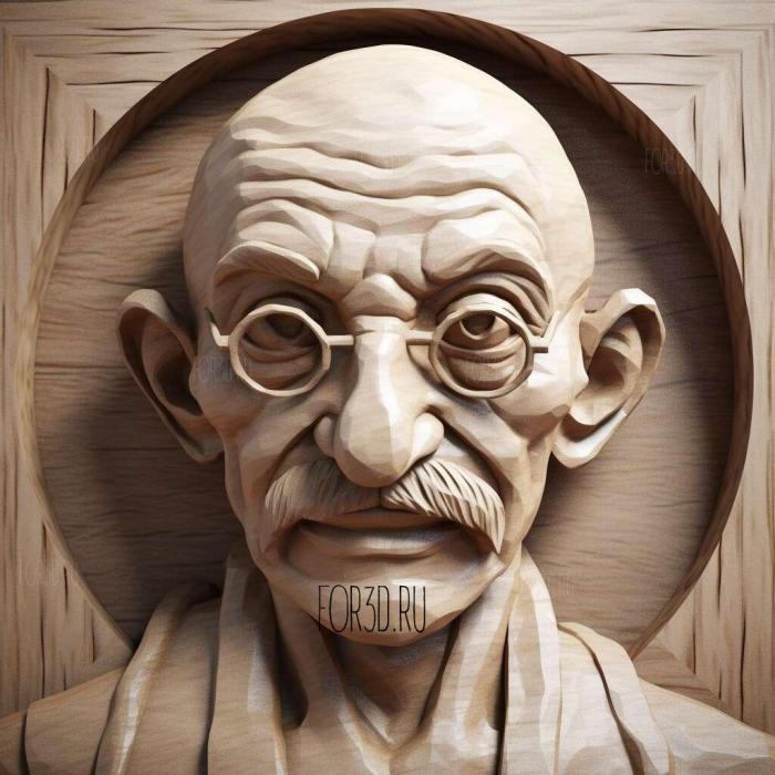 Mahatma Gandhi 3 stl model for CNC